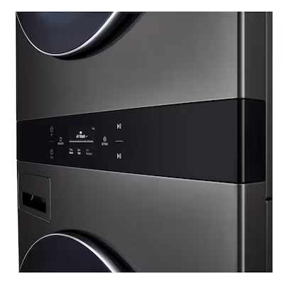 LG WashTower Electric Stacked Laundry Center with 5-cu ft Front load Washer and 7.4-cu ft Dryer ( Black Stainless Steel ) Model# WKEX300HBA by Smiths Appliance & Furniture