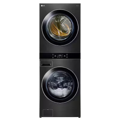 LG WashTower Electric Stacked Laundry Center with 5-cu ft Front load Washer and 7.4-cu ft Dryer ( Black Stainless Steel ) Model# WKEX300HBA by Smiths Appliance & Furniture