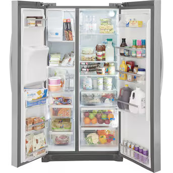 Frigidaire Gallery 22.3-cu ft Counter-Depth 36-in Wide Side-by-Side Refrigerator with Ice Maker ,Water and Ice Dispenser ( Fingerprint Resistant Stainless Steel ) ENERGY STAR Certified Model# GRSC2352AF A19-46 by Scratch-n-Dent Depot