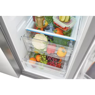 Frigidaire 25.6-cu ft Standard-Depth 36-in Wide Side-by-Side Refrigerator with Ice Maker ( Stainless steel ) ENERGY STAR Certified Model# FRSS2623AS by Scratch N Dent Depot