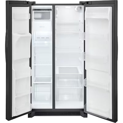 Frigidaire 25.6-cu ft Standard-Depth 36-in Wide Side-by-Side Refrigerator with Ice Maker ,Water and Ice Dispenser ( Black Stainless Steel ) ENERGY STAR Certified Model# FRSS2623AD by Scratch N Dent Depot