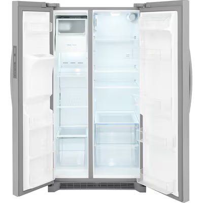 Frigidaire 25.6-cu ft Standard-Depth 36-in Wide Side-by-Side Refrigerator with Ice Maker ,Water and Ice Dispenser ( Stainless steel ) ENERGY STAR Certified Model# FRSS2623AS by Smiths Appliance & Furniture