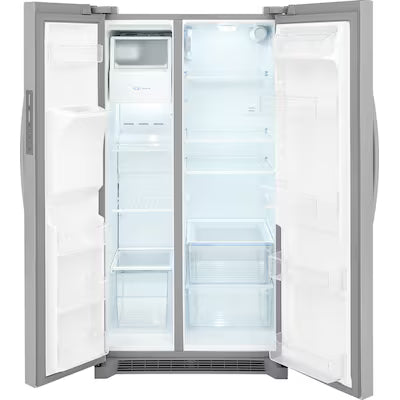Frigidaire 25.6-cu ft Standard-Depth 36-in Wide Side-by-Side Refrigerator with Ice Maker ( Stainless steel ) ENERGY STAR Certified Model# FRSS2623AS