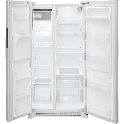 Frigidaire 25.6-cu ft Standard-Depth 36-in Wide Side-by-Side Refrigerator with Ice Maker ,Water and Ice Dispenser ( White ) ENERGY STAR Certified Model# FRSS2623AW by Scratch N Dent Depot