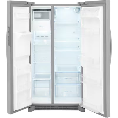 Frigidaire 25.6-cu ft Standard-Depth 36-in Wide Side-by-Side Refrigerator with Ice Maker ( Fingerprint Resistant Stainless Steel ) ENERGY STAR Certified Model# FRSS26L3AF