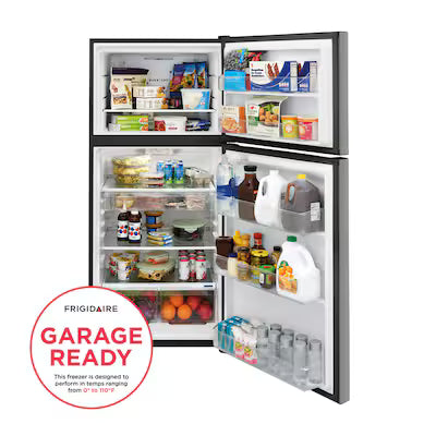 Frigidaire 20-cu ft Standard-Depth 30-in Wide Top-Freezer Refrigerator ( Fingerprint Resistant Stainless Steel ) Garage Ready Model# LFTR2045VF
