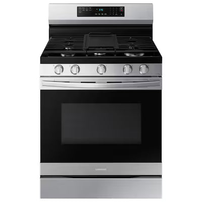 Samsung 30-in 5 burners 6.0-cu ft Air Fry Convection Oven Freestanding Natural Gas Range ( Fingerprint Resistant Stainless Steel ) Model# NX60A6511SS