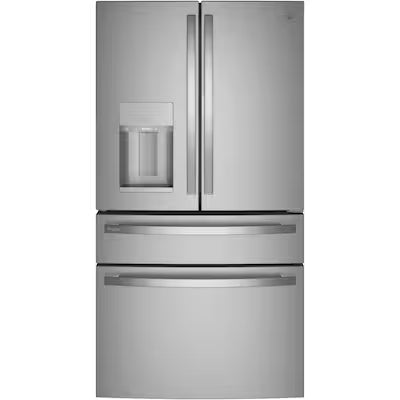 Coming Soon GE Profile Standard-Depth 27.9-cu ft 4 -Door 36-in Wide Smart Compatible French Door Refrigerator with Ice Maker and Door within Door ( Fingerprint-resistant Stainless Steel ) ENERGY STAR Certified Model# PVD28BYNFS