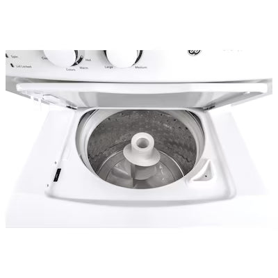 GE Gas Stacked Laundry Center with 3.8-cu ft Top load Washer and 5.9-cu ft Dryer White Model# GUD27GSSMWW by Scratch N Dent Depot