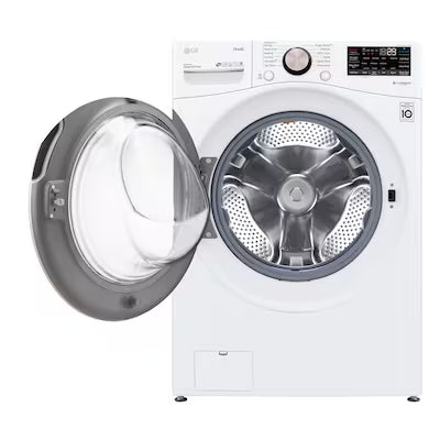 LG TurboWash 360 High Efficiency Stackable Medium ( 4.5-cu ft ) Front-Load Washer with Steam Cycle ( White ) Model# WM4000HWA by Scratch N Dent Depot