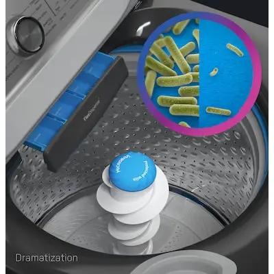 New GE Profile™ ENERGY STAR® 4.9 cu. ft. Capacity Washer with Smarter Wash Technology and FlexDispense™ Model# PTW605BPRDG N02-11 by Scratch-n-Dent Depot