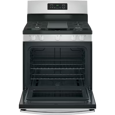 GE 30-in 5 burners 5-cu ft Freestanding Natural Gas Range ( Stainless Steel ) Model# JGBS66REKSS A12-35 by Scratch-n-Dent Depot