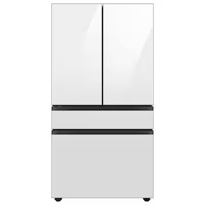 Samsung Bespoke Standard-Depth Beverage Center 29-cu ft 4 -Door 36-in Wide French Door Refrigerator with Dual Ice Maker with Water Dispenser and Door within Door ( White Glass) Model# RF29BB860012