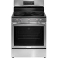 Frigidaire Gallery 30-in Glass Top 5 burners 5.3-cu ft Air Fry Convection Oven Freestanding Electric Range ( Fingerprint Resistant Stainless Steel ) Model# GCRE3060BF by Scratch N Dent Depot