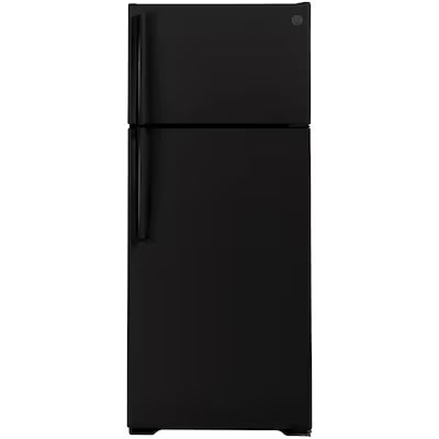 Coming Soon GE 17.5-cu ft Standard-Depth 28-in Wide Top-Freezer Refrigerator ( Black ) Model# GTS18HGNRBB