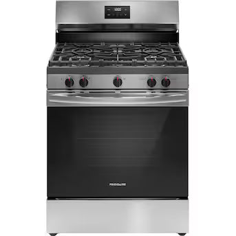 Frigidaire 30-in 5 burners 5.1-cu ft Freestanding Natural Gas Range ( Stainless Steel ) Mode# FCRG3052BS