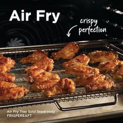 Frigidaire Gallery 30-in Glass Top 5.3-cu ft Air Fry Convection Oven Freestanding Electric Range with WipeClean Coating ( Smudge-Proof Stainless Steel ) Model# GCFE3059BF by Smiths Appliance & Furniture