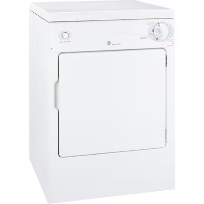 GE 3.6-cu ft Stackable Portable Vented Electric Dryer ( White on white ) Model# DSKP333ECWW