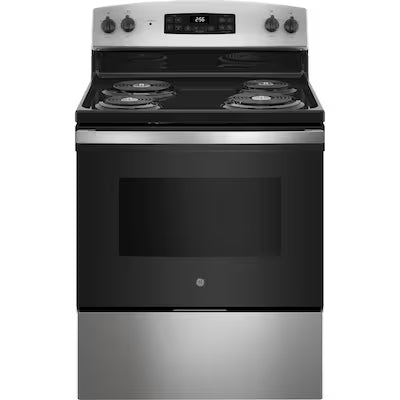 Coming Soon GE 30-in 4 burners 5.0-cu ft Freestanding Electric Range ( Stainless Steel ) Model# JB256RTSS