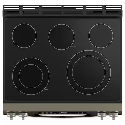 Coming Soon GE EasyWash Oven Tray 30-in Glass Top 5 burners 5.3-cu ft Air Fry Convection Oven Slide-In Electric Range ( Slate Model# GRS600AVES