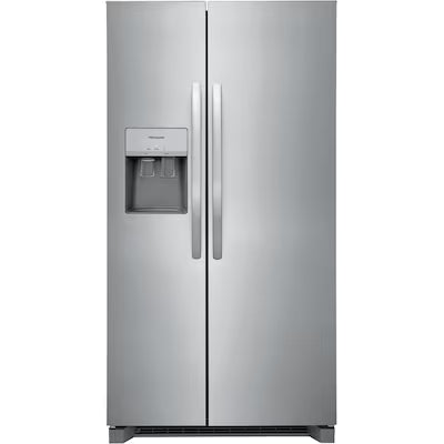Frigidaire 25.6-cu ft Standard-Depth 36-in Wide Side-by-Side Refrigerator with Ice Maker ( Fingerprint Resistant Stainless Steel ) ENERGY STAR Certified Model# FRSS26L3AF