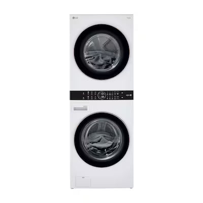 LG WashTower Electric Stacked Laundry Center with 4.5-cu ft Front load Washer and 7.4-cu ft Dryer ( White ) Model# WKE100HWA by Scratch N Dent Depot