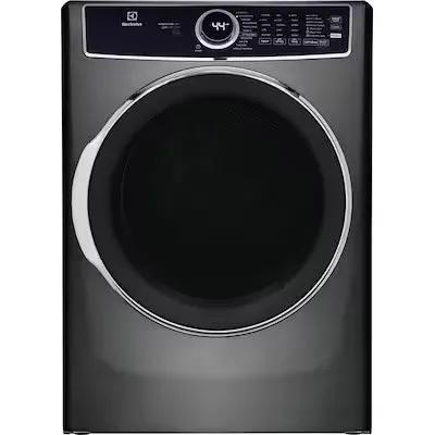 Electrolux Predictive Dry and Instant Refresh 8-cu ft Stackable Vented Gas Dryer with Steam Cycle ( Titanium ) Model# ELFG7637AT by Smiths Appliance & Furniture