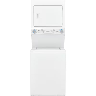 Frigidaire Quick Wash Dry Cycle, Maxfill Stacked Laundry Center with 3.9-cu ft Top load Washer and Electric 5.6-cu ft Dryer Model# FLCE7522AW