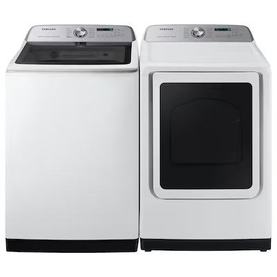 Samsung Super Speed Wash High Efficiency Impeller Extra Large ( 5.2-cu ft ) Top-Load Washer ( White ) with Matching Gas Dryer Model# WA52DG5500AW & DVG52A5500W