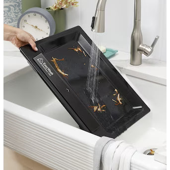 GE EasyWash Oven Tray 30-in Glass Top 5 burners 5.3-cu ft Air Fry Convection Oven Freestanding Electric Range ( Stainless Steel ) Model# GRF600AVSS A19-26 by Scratch-n-Dent Depot