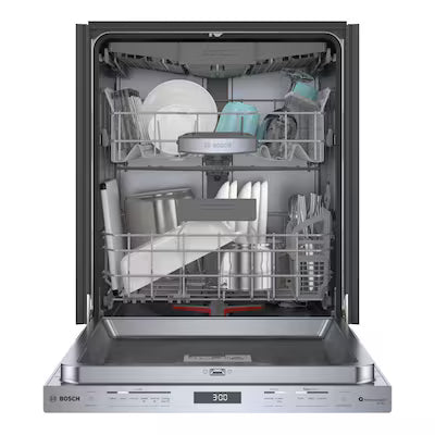 Bosch 800 Series 24-in Top Control Built-in Dishwasher ( Stainless steel ) With Third Rack, PowerControl and CrystalDry , 42-Decibel Model# SHP78CF5N