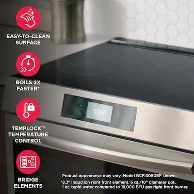 Frigidaire Gallery 30-in 5 burners 6.2-cu ft , Air Fry Convection Oven Slide-In Single Induction Range ( Fingerprint Resistant Stainless Steel ) Model# GCFI3060BF by Smiths Appliance & Furniture