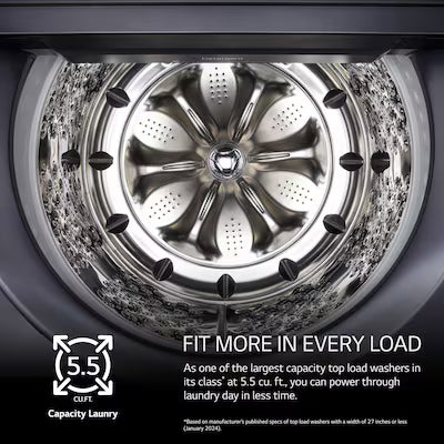 LG Impeller Extra Large ( 5.5-cu ft ) Top-Load Washer ( Matte Black ) and Matching Electric Dryer Model# WT8400CB &  DLEX8600BE