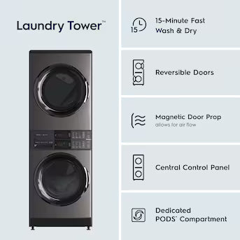 Coming Soon Electrolux SmartBoost Premix Stacked Laundry Center with 4.5-cu ft Front load Washer and Gas 8-cu ft Dryer (ENERGY STAR) Model# ELTG7600AT