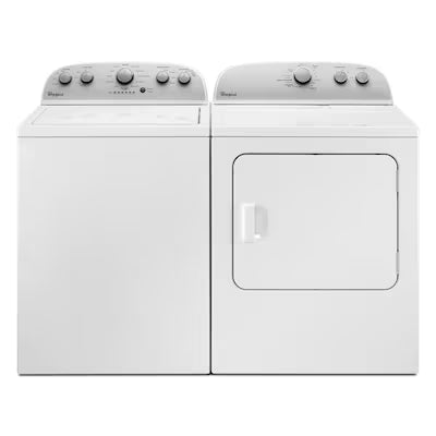 Whirlpool Deep Water Wash High Efficiency Agitator Small ( 3.5-cu ft ) Top-Load Washer ( White ) with Matching Electric Dryer Model# WTW4816FW & WED4815EW