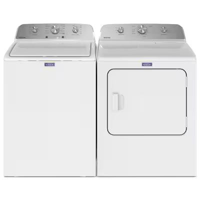 Maytag Deep Fill High Efficiency Agitator Large ( 4.5-cu ft ) Top-Load Washer ( White ) with Matching Electric Dryer Model# MVW4505MW & MED4500MW