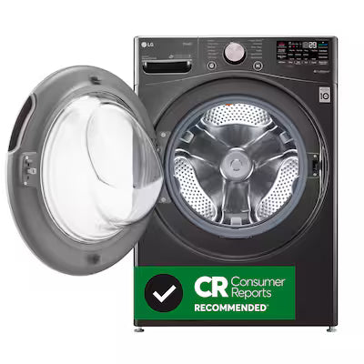 LG TurboWash 360 High Efficiency Stackable Medium ( 4.5-cu ft ) Front-Load Washer with Steam Cycle ( Black Steel ) Model# WM4000HBA by Smiths Appliance & Furniture