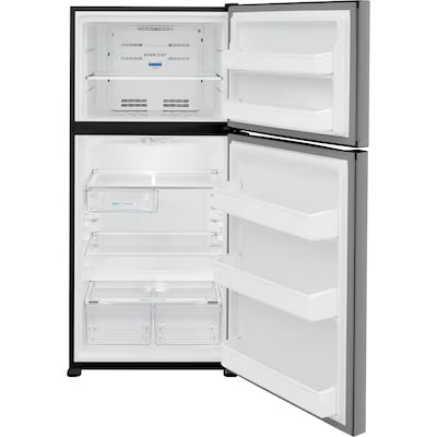 Frigidaire 18.3-cu ft Standard-Depth 30-in Wide Top-Freezer Refrigerator ( Stainless Steel ) Garage Ready Model# FFTR1835VS
