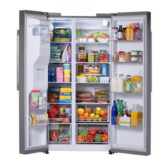 LG 26.6-cu ft Standard-Depth 36-in Wide Side-by-Side Refrigerator Smart Compatible with Ice Maker ,Water and Ice Dispenser ( PrintProof Stainless Steel ) ENERGY STAR Certified Model# LS27T3230S A19-38 by Scratch-n-Dent Depot