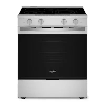 Whirlpool 30-in Glass Top 5 burners 5.3-cu ft Air Fry Convection Oven Slide-In Electric Range with WipeClean Coating ( Fingerprint Resistant Stainless Steel ) Model# WSES7530RZ