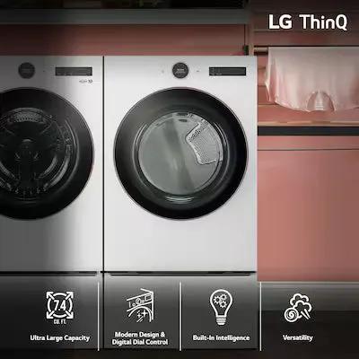LG 7.4-cu ft Stackable Vented Gas Dryer with Steam Cycle ( White ) Model# DLGX6501W by Smiths Appliance & Furniture