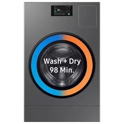 Samsung Bespoke Traditional Drying 5.3-cu ft Vented All-In-One Washer Dryer Combo with Steam Cycle ( Brushed Black ) Model# WD90F53AVB by Smiths Appliance & Furniture