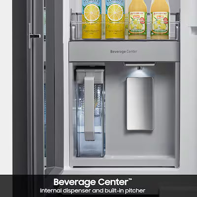 Samsung Bespoke Standard-Depth Beverage Center 29-cu ft 4 -Door 36-in Wide with Dual Ice Maker and Door within Door ( Morning Blue ) ENERGY STAR Certified Model# RF29BB86004M by Scratch N Dent Depot