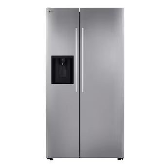 LG 26.6-cu ft Standard-Depth 36-in Wide Side-by-Side Refrigerator Smart Compatible with Ice Maker ,Water and Ice Dispenser ( PrintProof Stainless Steel ) ENERGY STAR Certified Model# LS27T3230S A19-38 by Scratch-n-Dent Depot