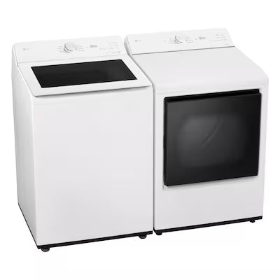 LG High Efficiency Agitator Medium ( 4.8-cu ft ) Top-Load Washer ( Alpine White ) with Matching Electric Dryer Model# WT8205CW & DLE8200W