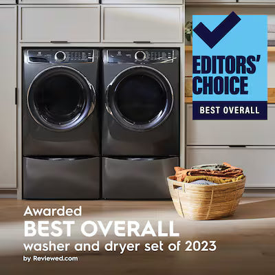 Electrolux Predictive Dry and Instant Refresh 8-cu ft Stackable Vented Gas Dryer with Steam Cycle ( Titanium ) Model# ELFG7637AT by Smiths Appliance & Furniture