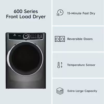Electrolux Extra Large Stackable Steam Cycle Vented Electric Dryer ( Titanium ) Energy Star Certified Model# ELFE7637AT