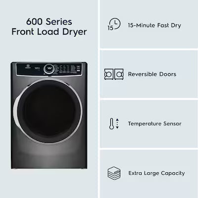 Electrolux Predictive Dry and Instant Refresh 8-cu ft Stackable Vented Gas Dryer with Steam Cycle ( Titanium ) Model# ELFG7637AT by Smiths Appliance & Furniture