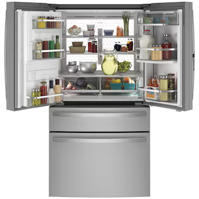 GE Profile Counter-Depth 22 cu ft 4 -Door 36-in Wide Smart Compatible French Door Refrigerator with Ice Maker and Door within Door ( Fingerprint-resistant Stainless Steel ) ENERGY STAR Certified Model# PXD22BYPFS by Scratch N Dent Depot