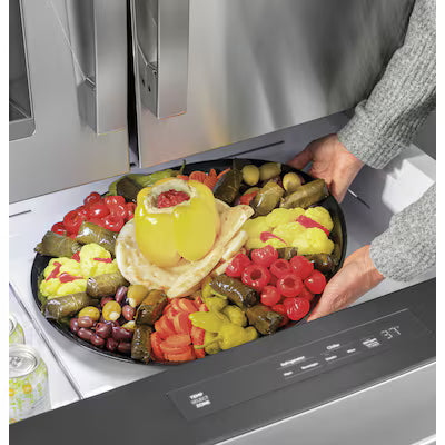 GE Profile Counter-Depth 22 cu ft 4 -Door 36-in Wide Smart Compatible French Door Refrigerator with Ice Maker and Door within Door ( Fingerprint-resistant Stainless Steel ) ENERGY STAR Certified Model# PXD22BYPFS by Scratch N Dent Depot
